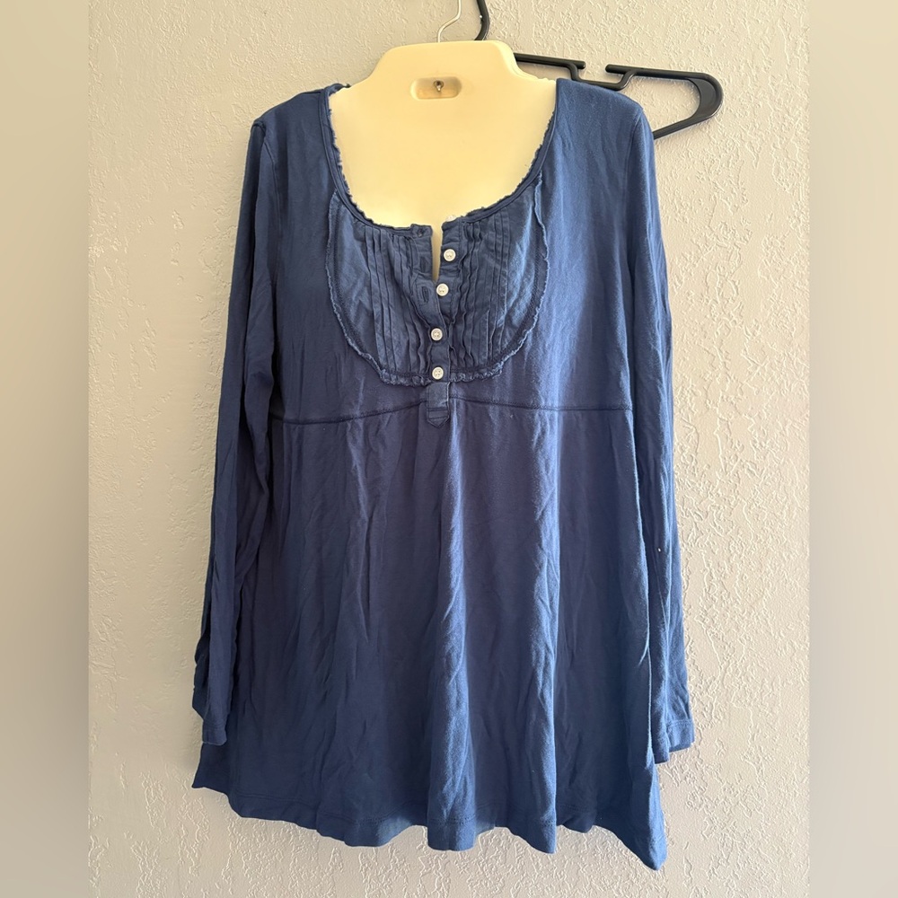 Vera Wang Navy Long Sleeve Blouse